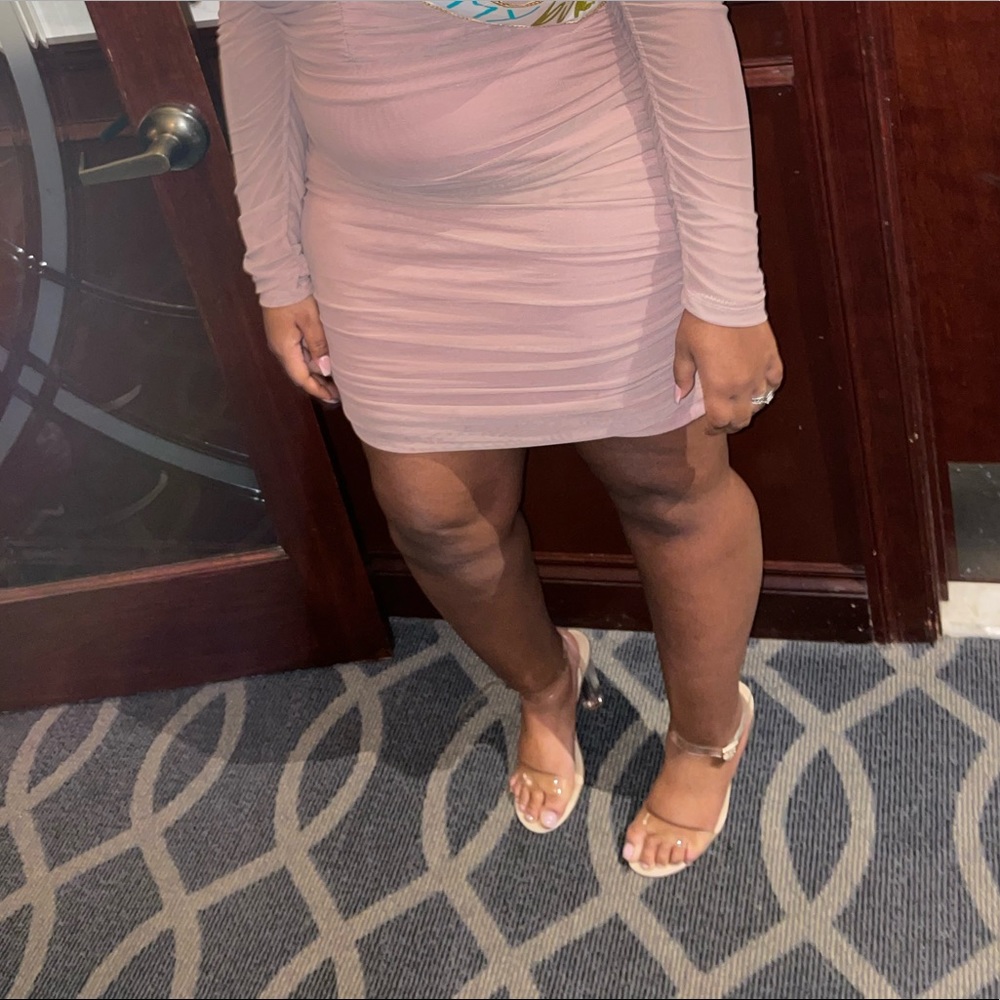 Nude clear heels